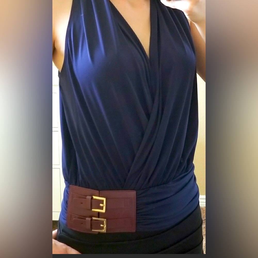 Marciano navy tank leather buckle detail size small S